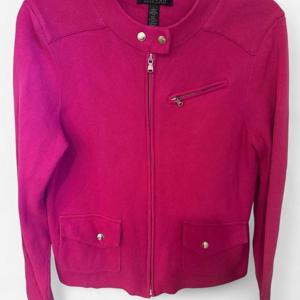 Ralph Lauren pink zip up jacket in pink